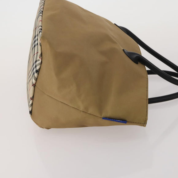BURBERRY Nova Check Blue Label Bag Canvas nylon 4 Set Brown Beige Auth 191136