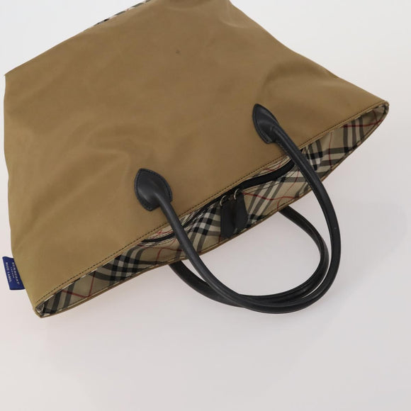 BURBERRY Nova Check Blue Label Bag Canvas nylon 4 Set Brown Beige Auth 191136