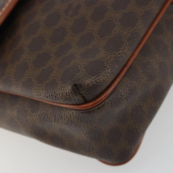 CELINE Macadam Canvas Shoulder Bag PVC Leather Brown Gold Auth 191139