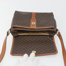 CELINE Macadam Canvas Shoulder Bag PVC Leather Brown Gold Auth 191139-10