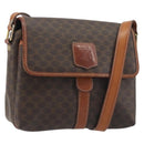 CELINE Macadam Canvas Shoulder Bag PVC Leather Brown Gold Auth 191139-1