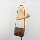 CELINE Macadam Canvas Shoulder Bag PVC Leather Brown Gold Auth 191139-24