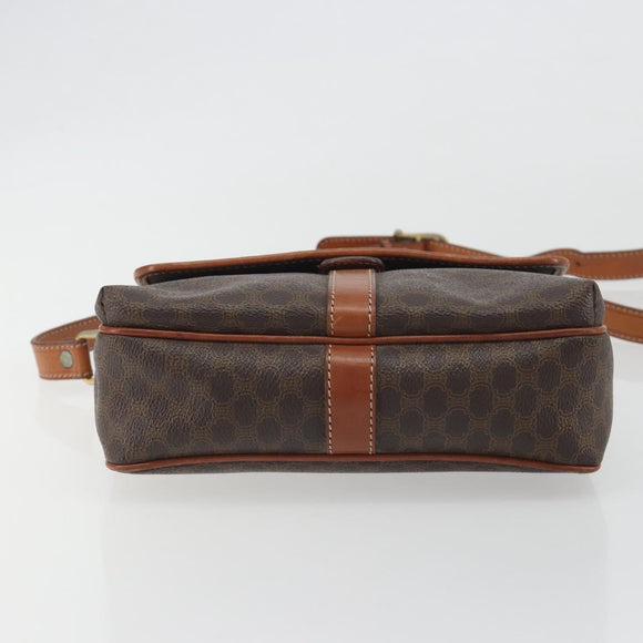 CELINE Macadam Canvas Shoulder Bag PVC Leather Brown Gold Auth 191139