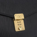 VALENTINO Clutch Bag Leather Black Gold Auth 191140-17