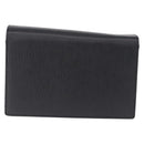 VALENTINO Clutch Bag Leather Black Gold Auth 191140-2