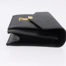 VALENTINO Clutch Bag Leather Black Gold Auth 191140-3