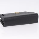 VALENTINO Clutch Bag Leather Black Gold Auth 191140-5