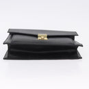 VALENTINO Clutch Bag Leather Black Gold Auth 191140-6