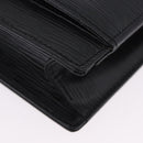VALENTINO Clutch Bag Leather Black Gold Auth 191140-7