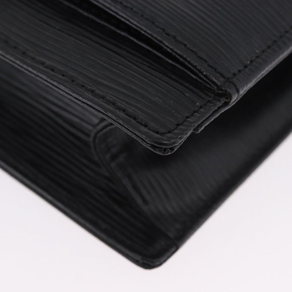 VALENTINO Clutch Bag Leather Black Gold Auth 191140