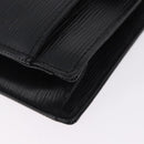 VALENTINO Clutch Bag Leather Black Gold Auth 191140-14