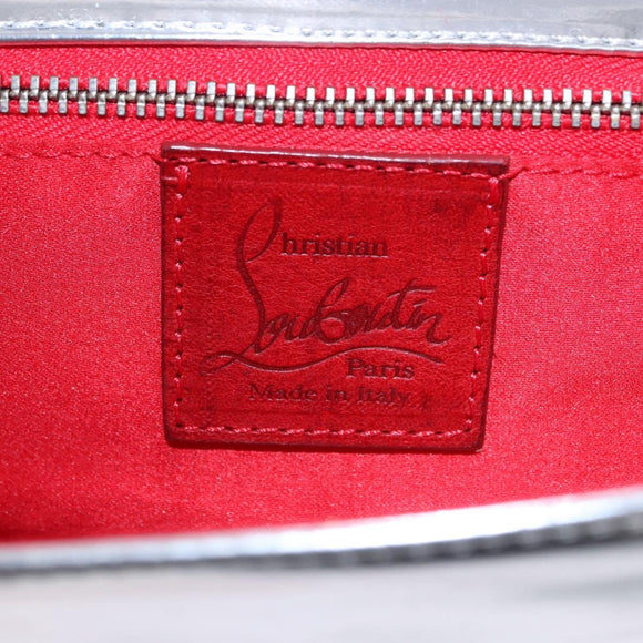 Christian Louboutin Clutch Bag Leather Silver Auth 191142