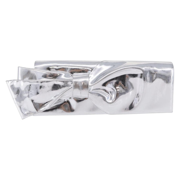 Christian Louboutin Clutch Bag Leather Silver Auth 191142