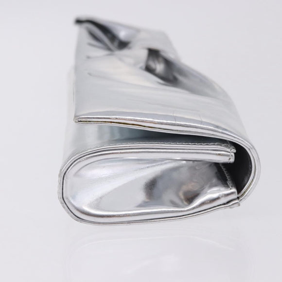 Christian Louboutin Clutch Bag Leather Silver Auth 191142