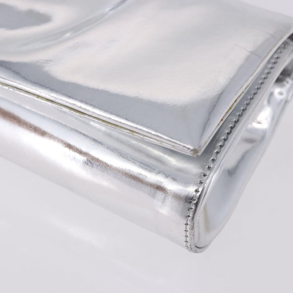 Christian Louboutin Clutch Bag Leather Silver Auth 191142