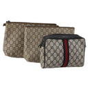 GUCCI GG Supreme GG Plus Supreme Clutch Bag PVC 3 Set Beige Navy Auth 191143-1