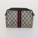 GUCCI GG Supreme GG Plus Supreme Clutch Bag PVC 3 Set Beige Navy Auth 191143-15
