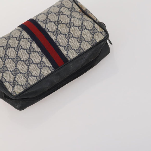 GUCCI GG Supreme GG Plus Supreme Clutch Bag PVC 3 Set Beige Navy Auth 191143