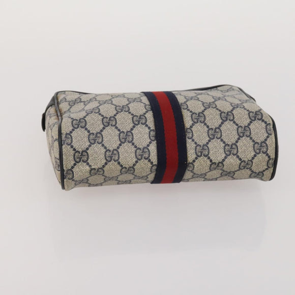 GUCCI GG Supreme GG Plus Supreme Clutch Bag PVC 3 Set Beige Navy Auth 191143