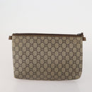 GUCCI GG Supreme GG Plus Supreme Clutch Bag PVC 3 Set Beige Navy Auth 191143-3