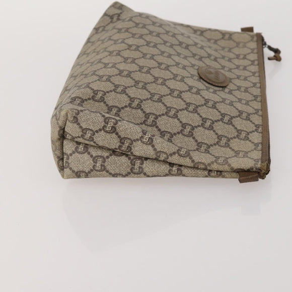 GUCCI GG Supreme GG Plus Supreme Clutch Bag PVC 3 Set Beige Navy Auth 191143