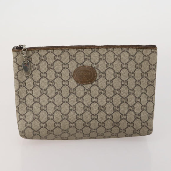 GUCCI GG Supreme GG Plus Supreme Clutch Bag PVC 3 Set Beige Navy Auth 191143