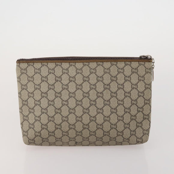 GUCCI GG Supreme GG Plus Supreme Clutch Bag PVC 3 Set Beige Navy Auth 191143