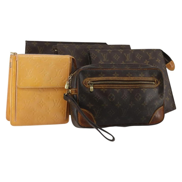 LOUIS VUITTON Monogram Vernis Clutch Bag 5 Set Beige LV Auth 191145