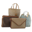 CELINE Macadam Canvas Clutch Bag PVC Suede 4 Set Brown Beige blue Auth 191147-1
