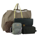 LOUIS VUITTON Monogram Clutch Bag Nylon Leather 5 Set Green Beige LV Auth 191149-1