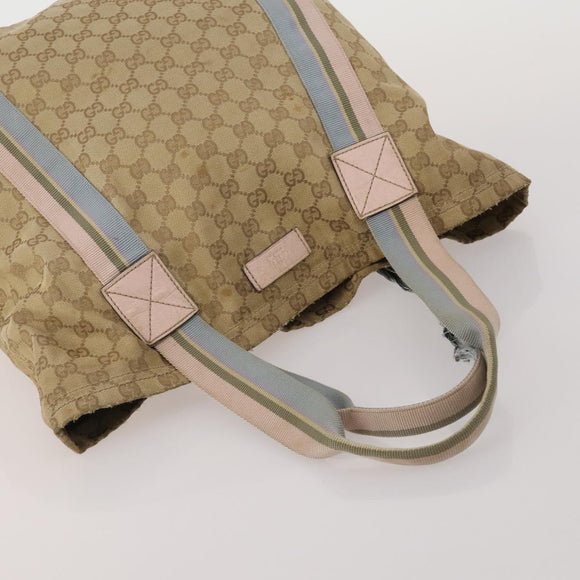 GUCCI GG Canvas Shoulder Bag Suede 5 Set Beige Black Auth 191151