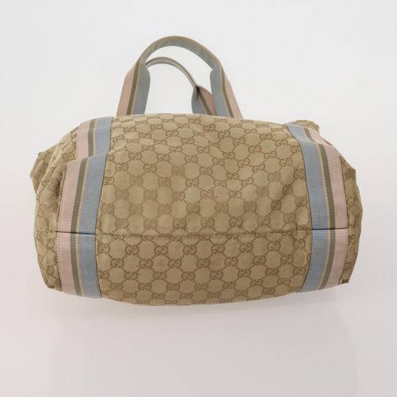 GUCCI GG Canvas Shoulder Bag Suede 5 Set Beige Black Auth 191151