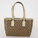 GUCCI GG Canvas Shoulder Bag Suede 5 Set Beige Black Auth 191151-14