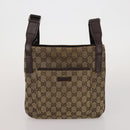 GUCCI GG Canvas Shoulder Bag Suede 5 Set Beige Black Auth 191151-19