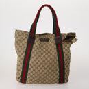 GUCCI GG Canvas Shoulder Bag Suede 5 Set Beige Black Auth 191151-2