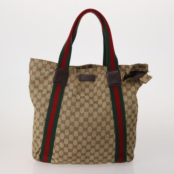 GUCCI GG Canvas Shoulder Bag Suede 5 Set Beige Black Auth 191151
