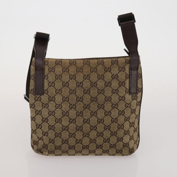 GUCCI GG Canvas Shoulder Bag Suede 5 Set Beige Black Auth 191151