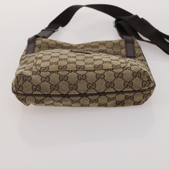 GUCCI GG Canvas Shoulder Bag Suede 5 Set Beige Black Auth 191151