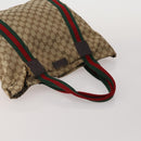 GUCCI GG Canvas Shoulder Bag Suede 5 Set Beige Black Auth 191151-4