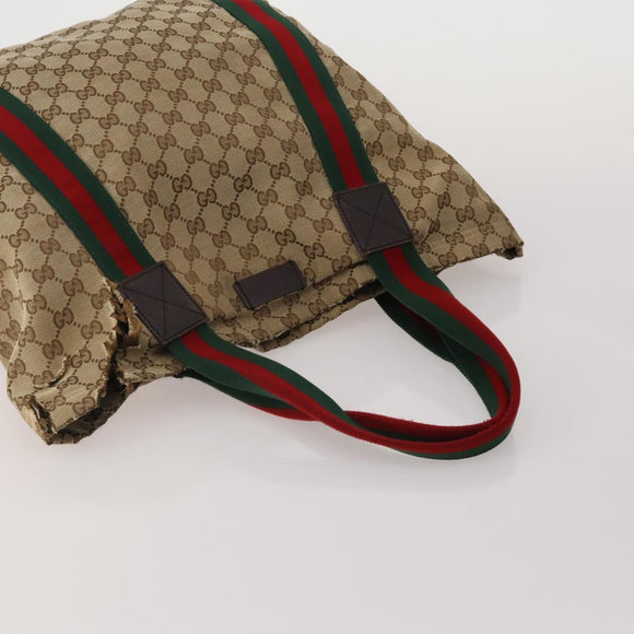 GUCCI GG Canvas Shoulder Bag Suede 5 Set Beige Black Auth 191151