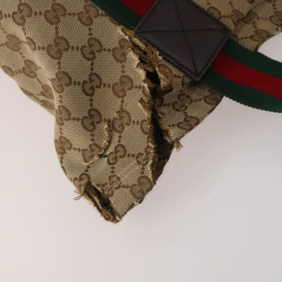 GUCCI GG Canvas Shoulder Bag Suede 5 Set Beige Black Auth 191151