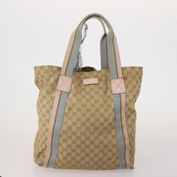GUCCI GG Canvas Shoulder Bag Suede 5 Set Beige Black Auth 191151
