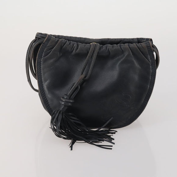 LOEWE Shoulder Bag Leather Canvas 3 Set Black Orange Auth 191153