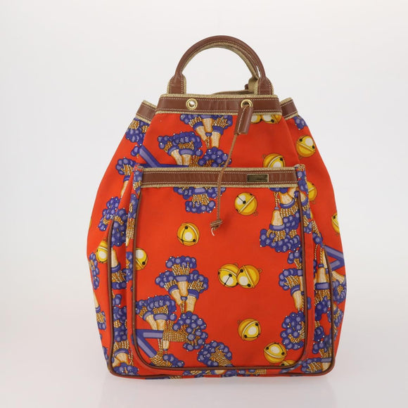 LOEWE Shoulder Bag Leather Canvas 3 Set Black Orange Auth 191153