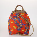 LOEWE Shoulder Bag Leather Canvas 3 Set Black Orange Auth 191153-3