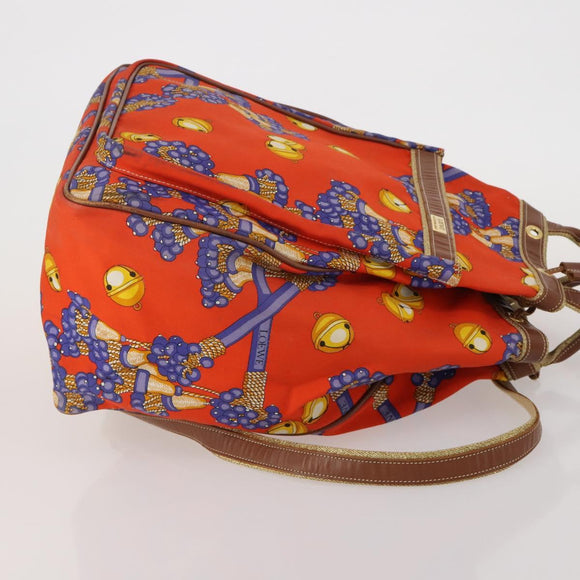 LOEWE Shoulder Bag Leather Canvas 3 Set Black Orange Auth 191153