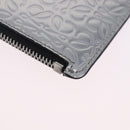 LOEWE Anagram Card Case Leather Silver Auth 191158A-15