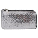 LOEWE Anagram Card Case Leather Silver Auth 191158A-13