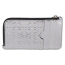 LOEWE Anagram Card Case Leather Silver Auth 191158A-2