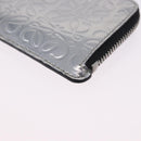 LOEWE Anagram Card Case Leather Silver Auth 191158A-14